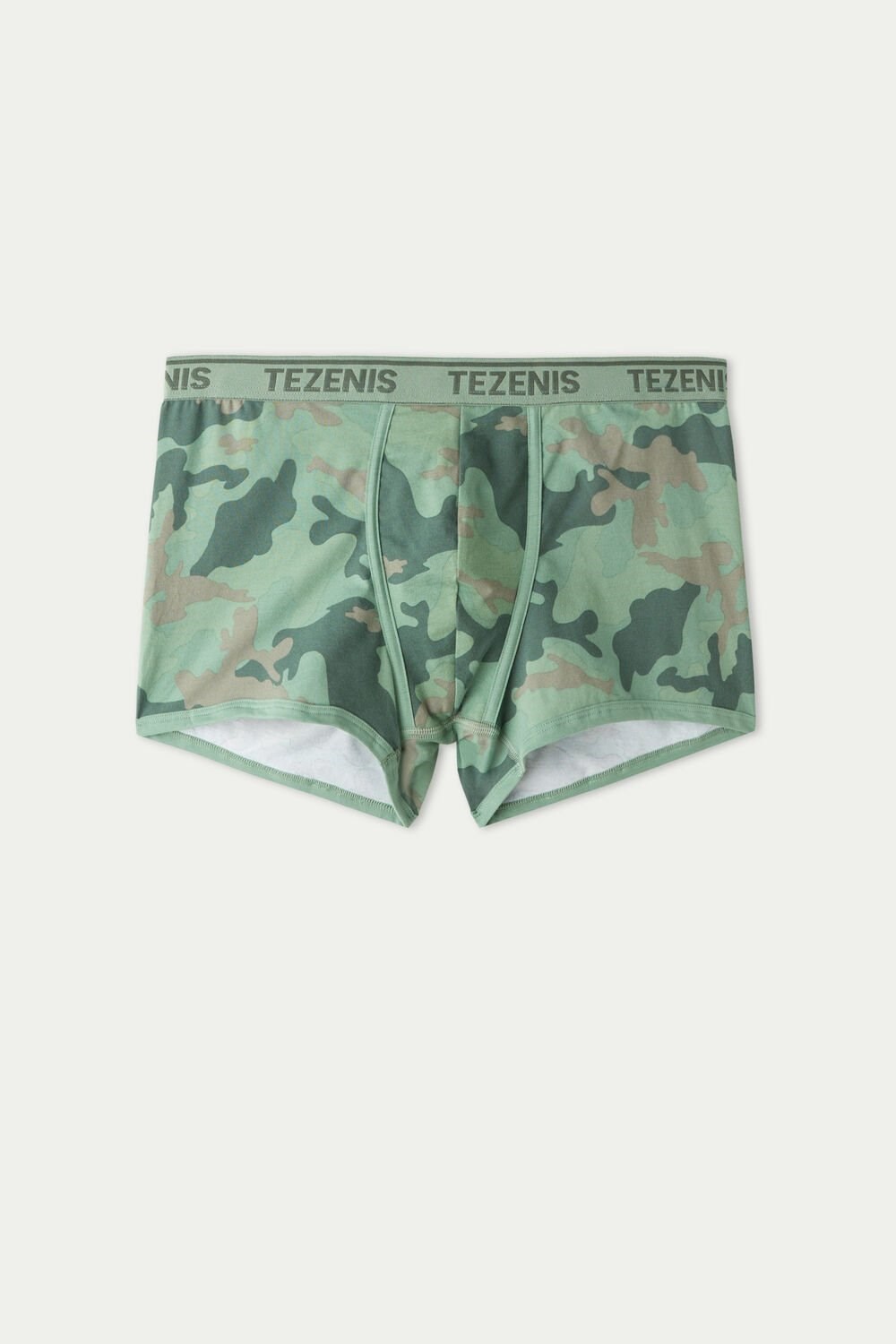 Green Green Camo Print 664v Tezenis Printed Cotton Logo Boxers with Contrasting Trim | 648172-XPK