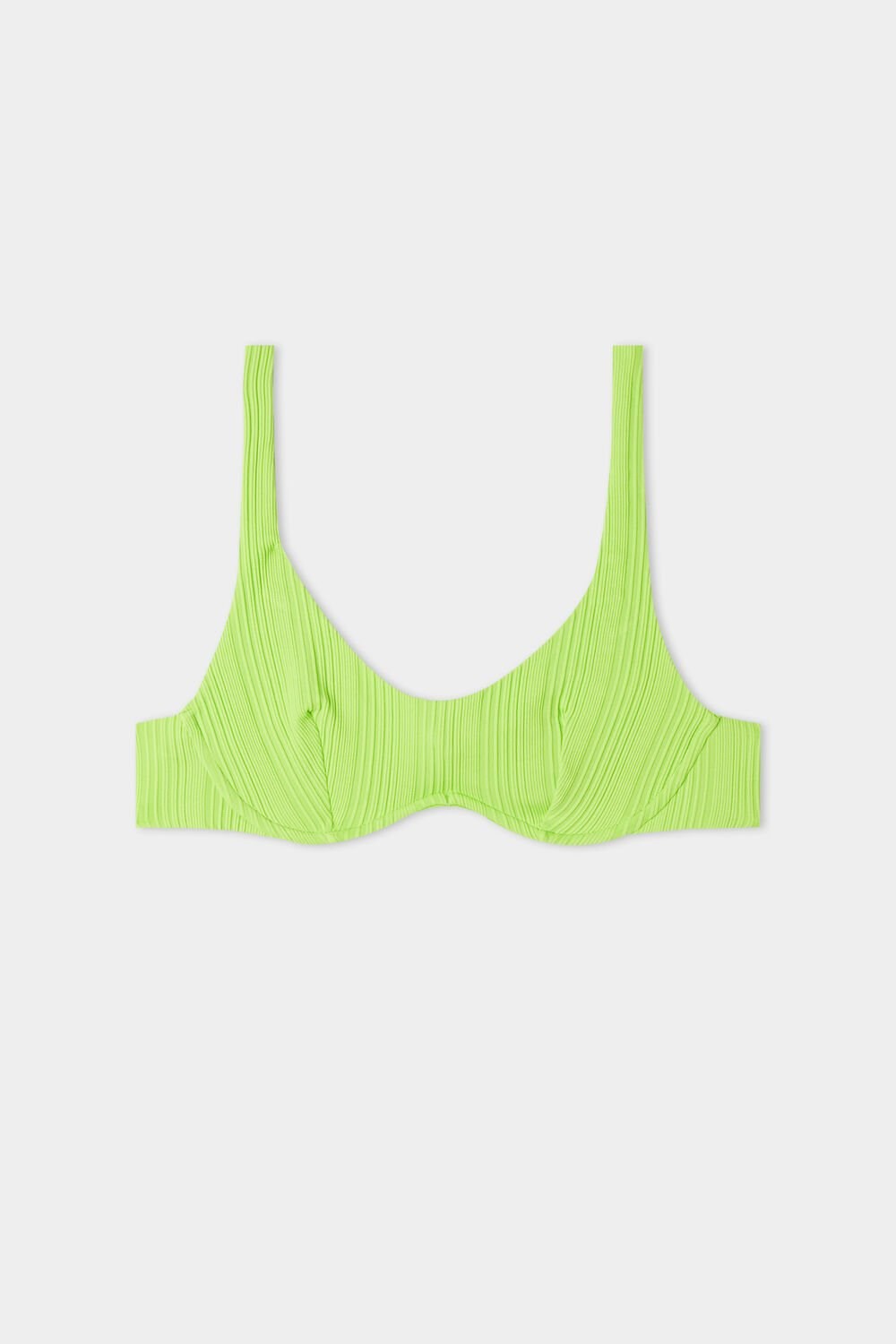 Green New Green 624v Tezenis Green Ribbed Recycled Microfiber Balconette Bikini Top | 805641-KEN