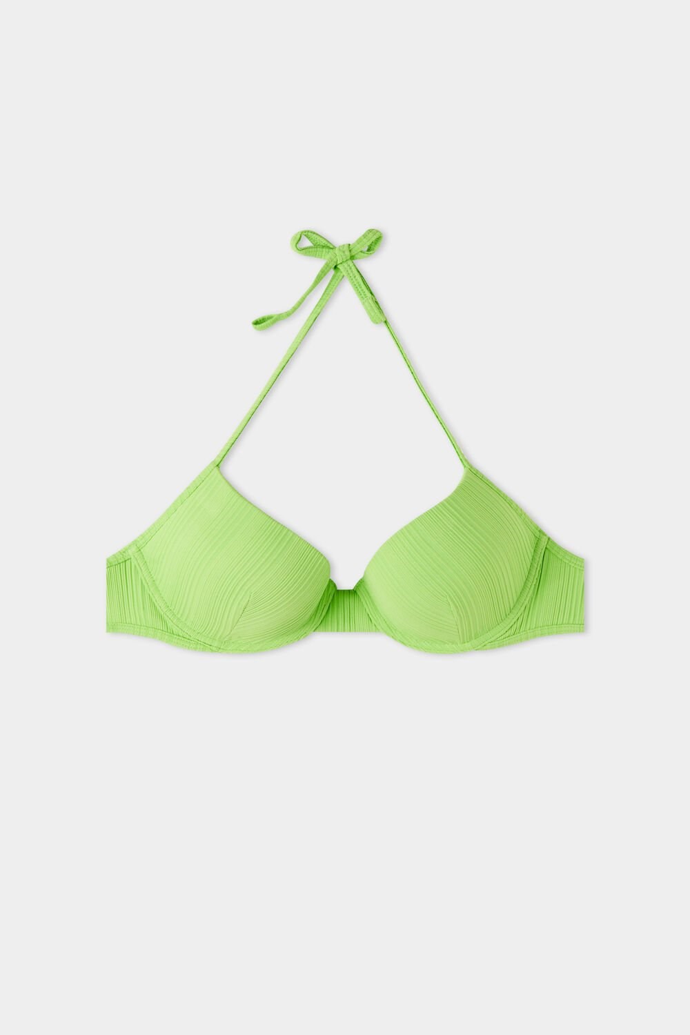 Green New Green 624v Tezenis Ribbed Recycled Microfiber Padded Push-Up Bikini Top | 365098-RMS