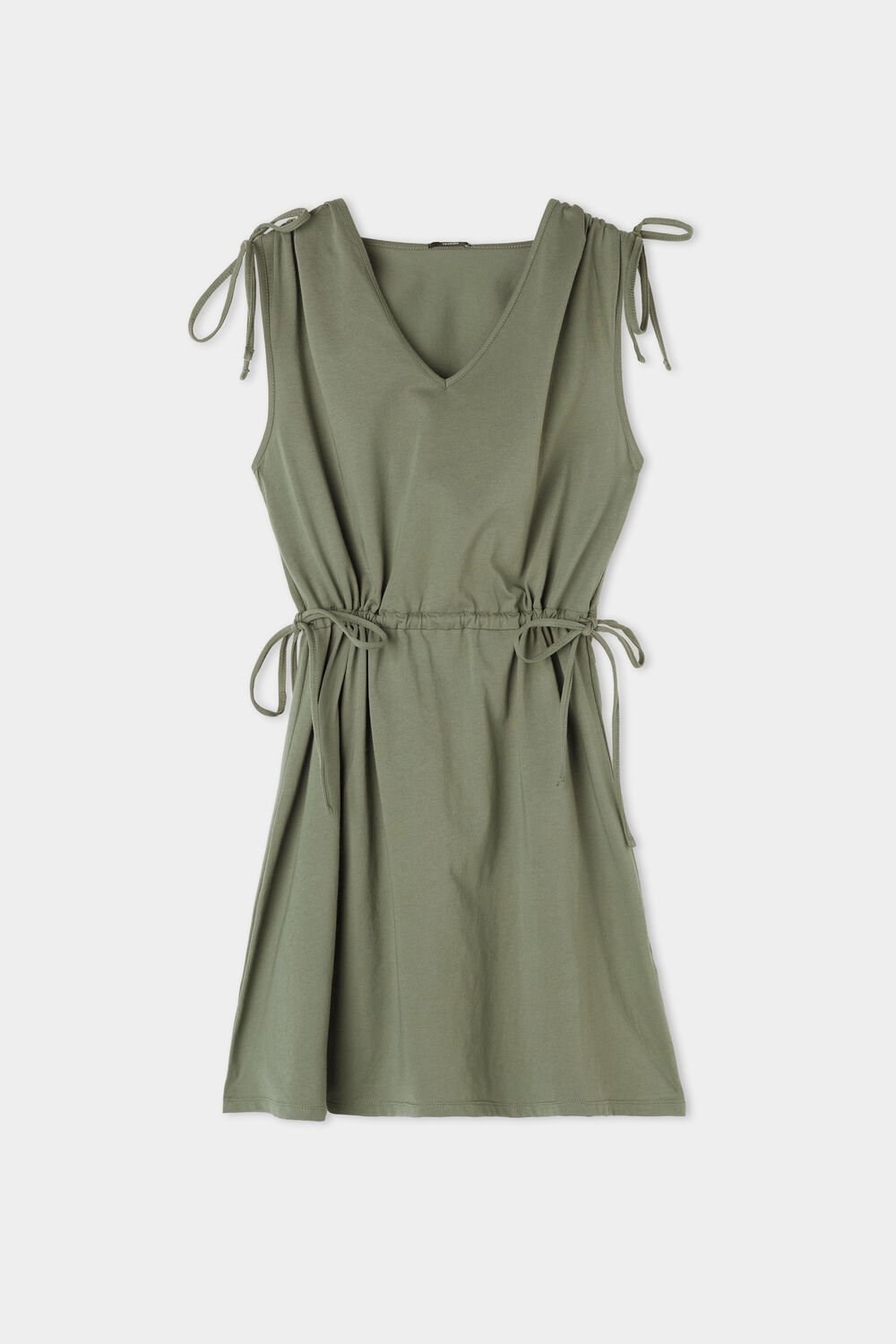 Green Soft Green 625v Tezenis Cotton Mini Dress with Drawstring and Gathering | 012839-NMY