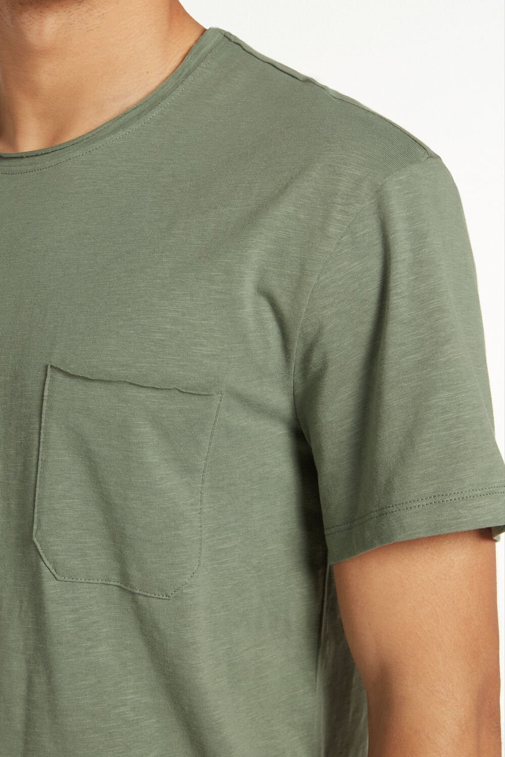 Green Soft Green 625v Tezenis Cotton T-Shirt with Breast Pocket | 567823-YFH