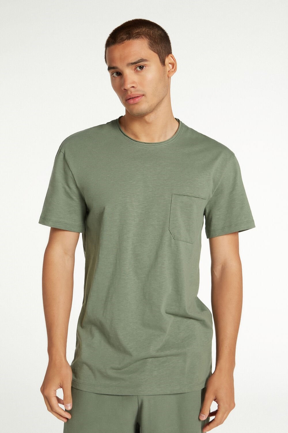 Green Soft Green 625v Tezenis Cotton T-Shirt with Breast Pocket | 567823-YFH