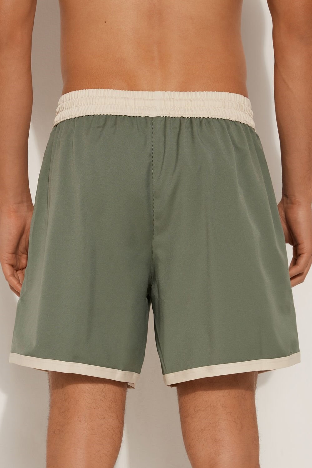 Green Soft Green 625v Tezenis Recycled Fabric Basic Contrasting Swim Trunks | 081753-BRF