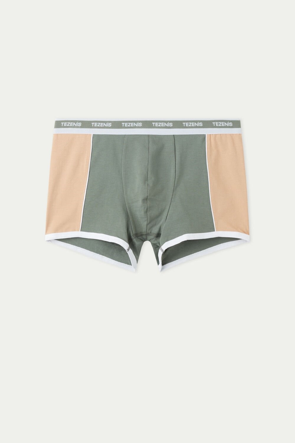 Green Soft Green/Desert 626v Tezenis Two-tone Cotton Boxers with Logoed Elastic | 085241-WBM