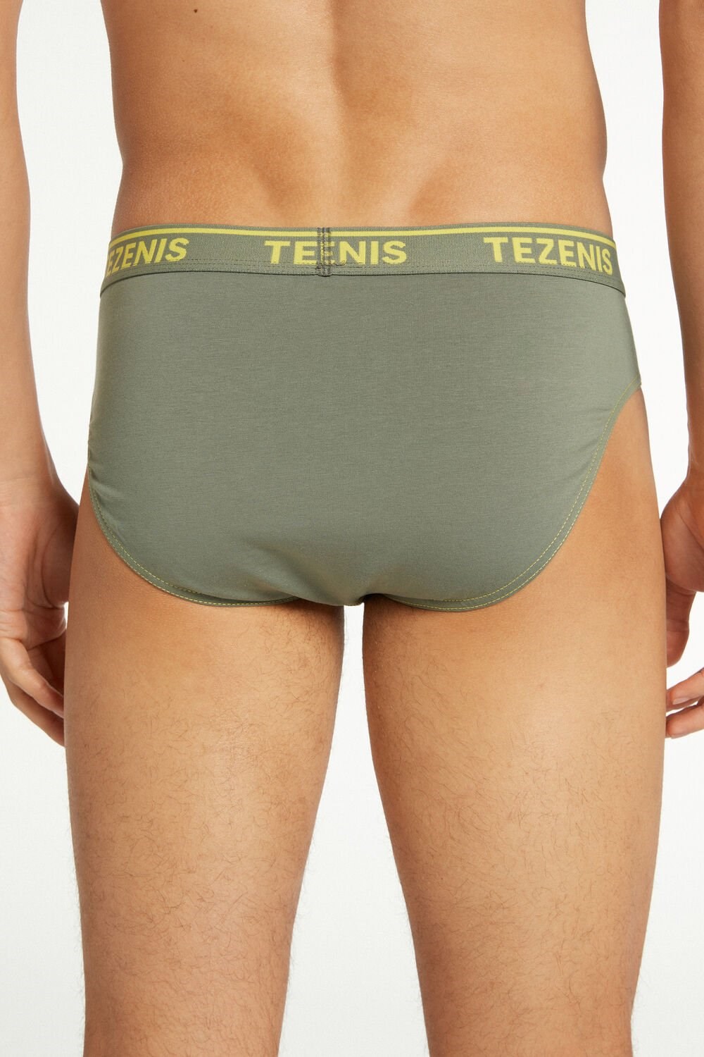 Green Soft Green/Lemon Yellow 627v Tezenis Cotton Logo Briefs with Contrasting Trim | 620453-BNT