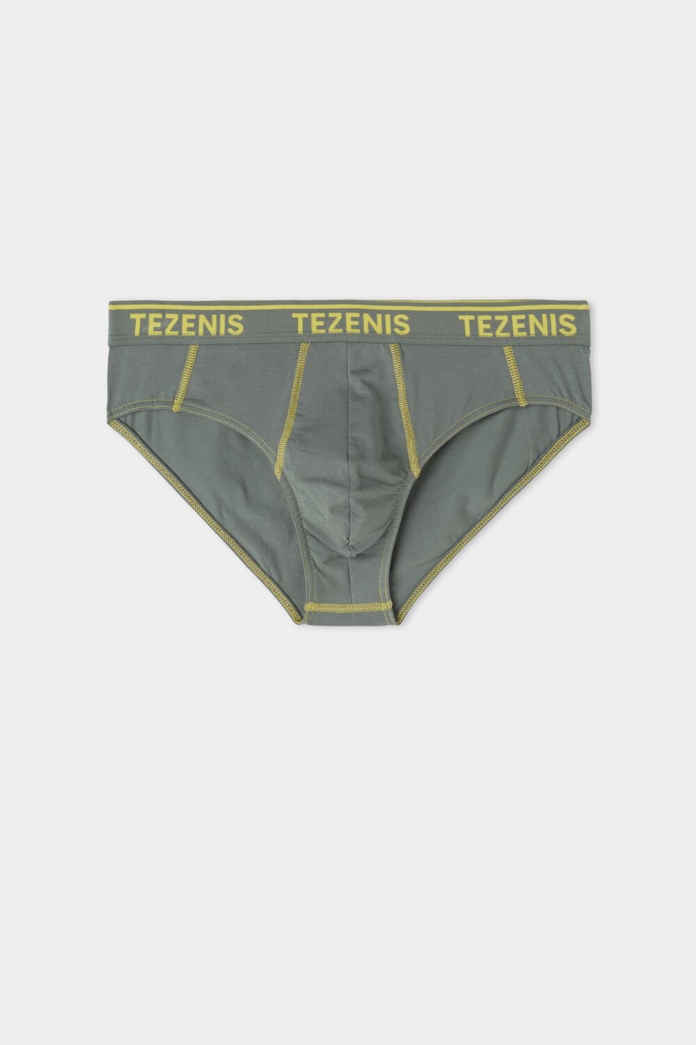 Green Soft Green/Lemon Yellow 627v Tezenis Cotton Logo Briefs with Contrasting Trim | 620453-BNT