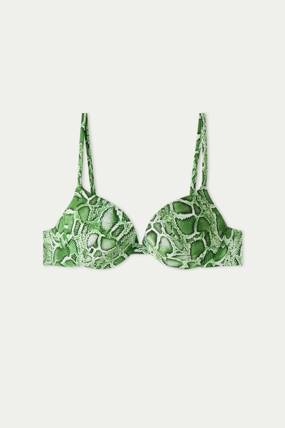 Green Tropical Snake Print 608v Tezenis Tropical Snake Push-Up Bikini Top | 046893-MKB