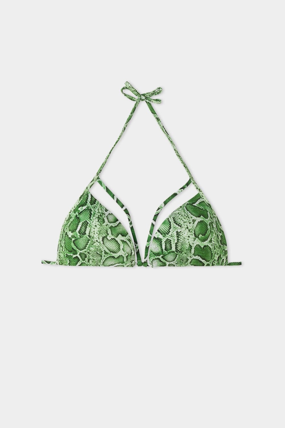 Green Tropical Snake Print 608v Tezenis Tropical Snake Padded Triangle Bikini Top | 719205-QBS