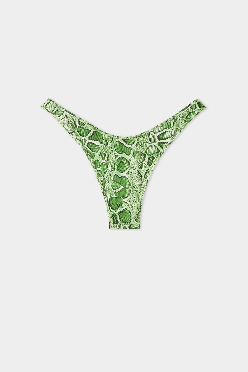 Green Tropical Snake Print 608v Tezenis Tropical Snake High-Cut Brazilian Bikini Bottoms | 984236-OTW