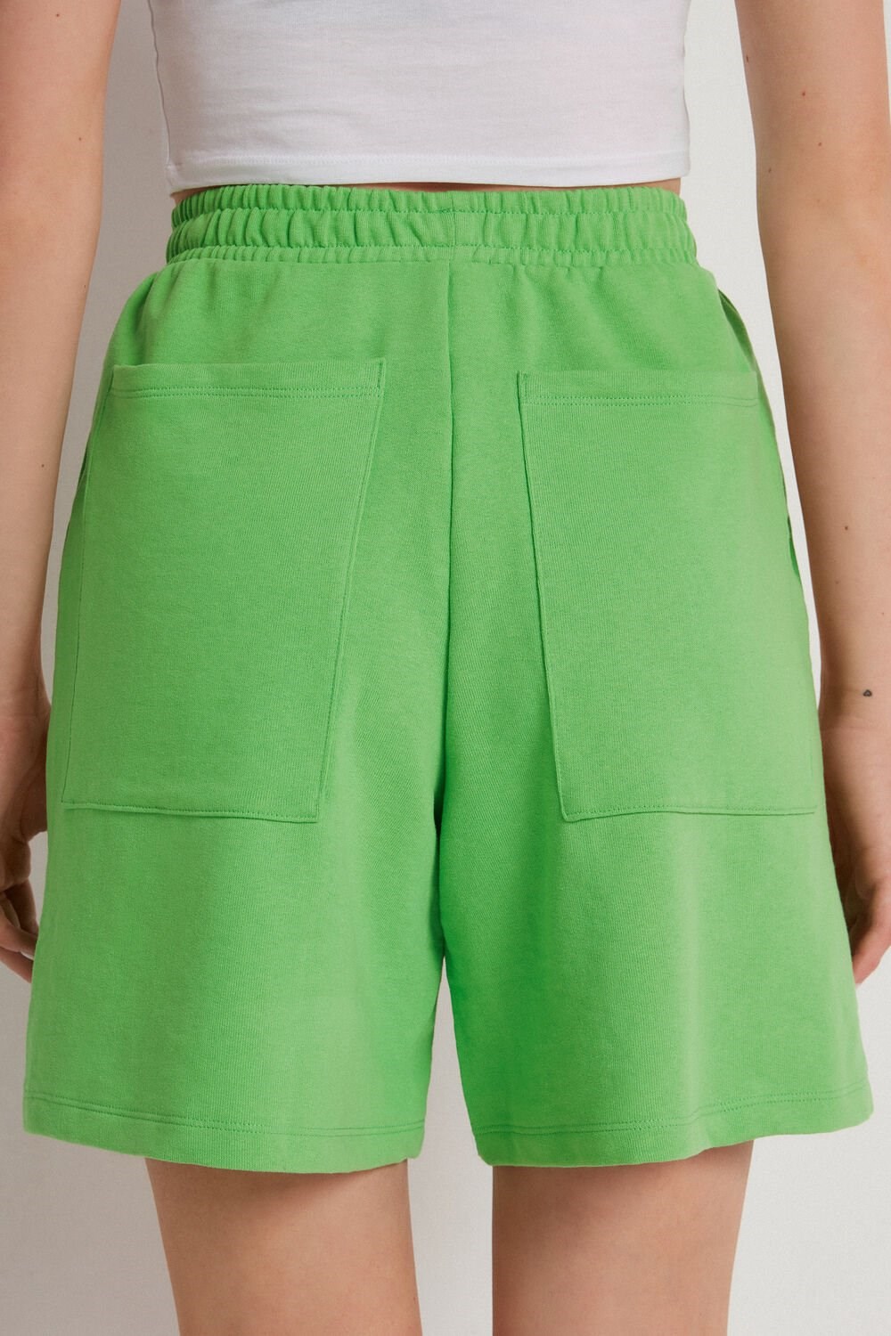 Green Vibrant Green 629v Tezenis Fleece Bermuda Shorts with Pockets | 253184-JVG