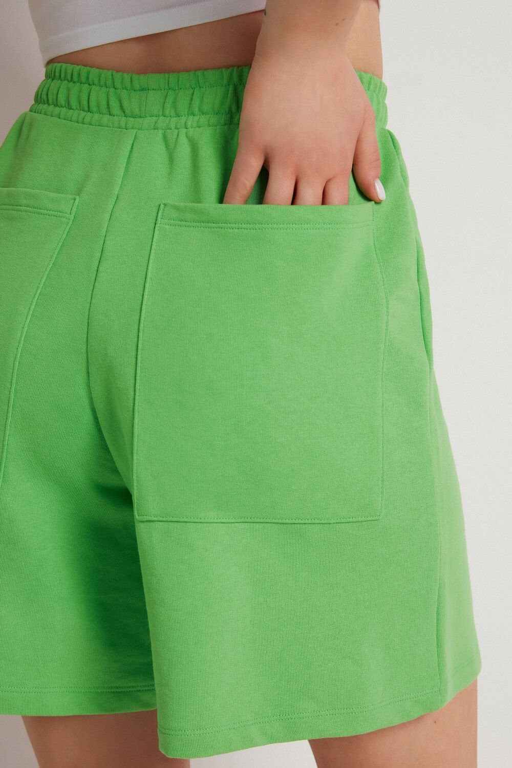 Green Vibrant Green 629v Tezenis Fleece Bermuda Shorts with Pockets | 253184-JVG