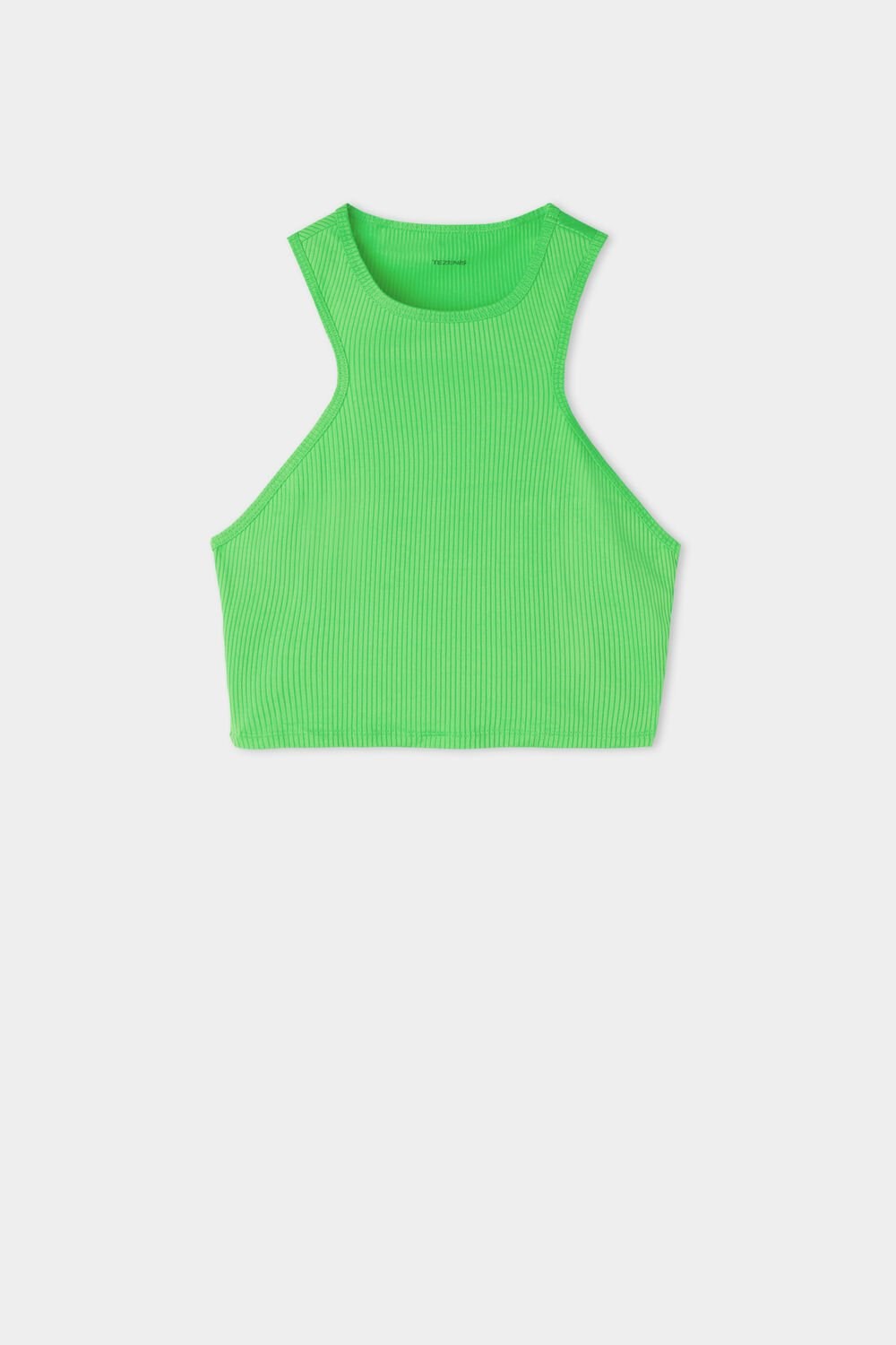 Green Vibrant Green 629v Tezenis Ribbed Cotton Cropped Racerback Tank Top | 452680-GIE