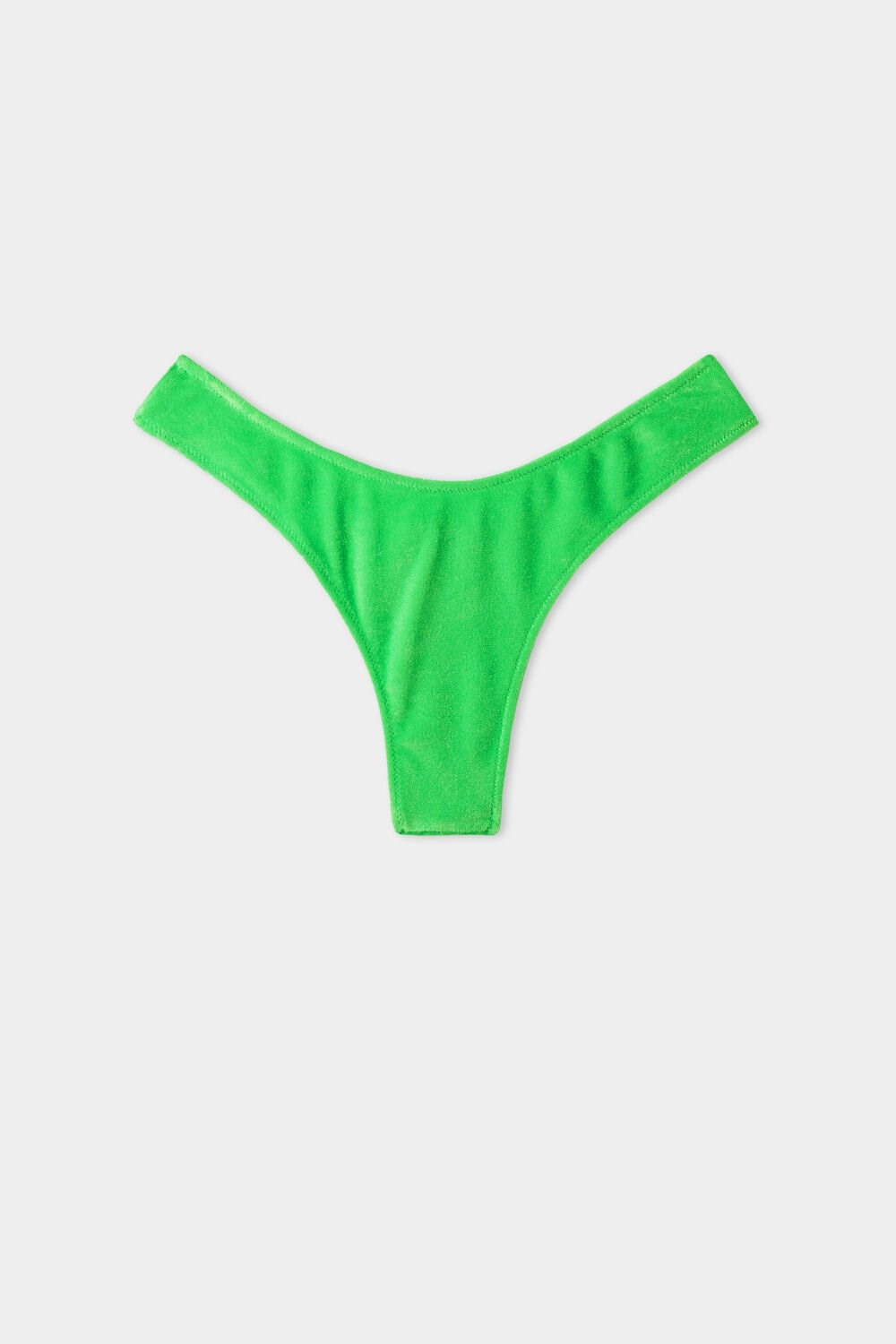 Green Vibrant Green 629v Tezenis Soft Velvet Rounded High-Cut Brazilian Bikini Bottoms | 419527-ZHV