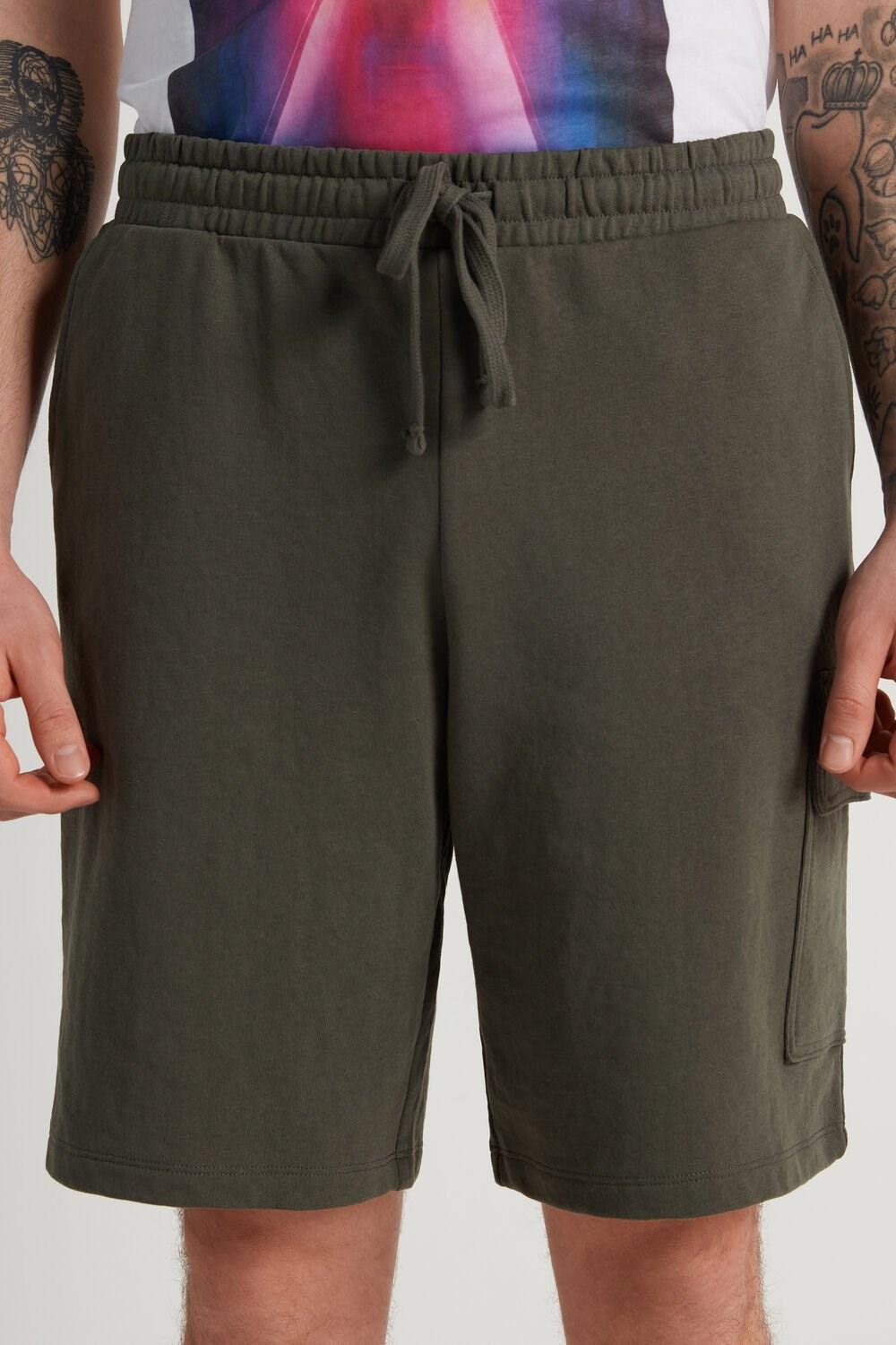 Green Winter Green 068v Tezenis Fleece Cargo Shorts | 750649-AGI