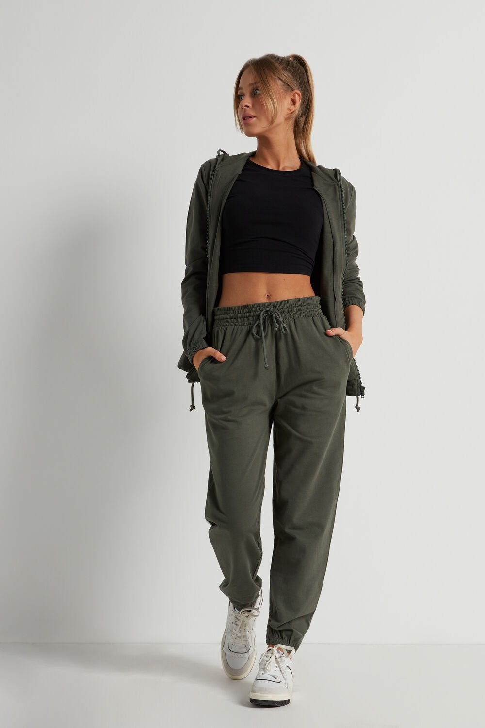 Green Winter Green 068v Tezenis Joggers with Welt Pocket and Drawstring | 052964-TZD