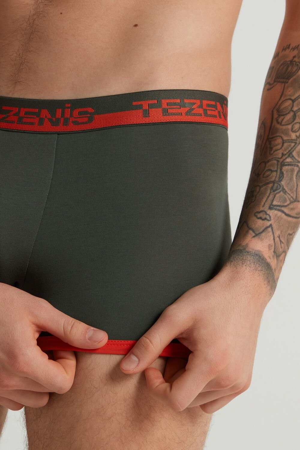 Green Winter Green/Dark Orange 438v Tezenis Cotton Boxers with Logo Elastic Band | 934218-SXV