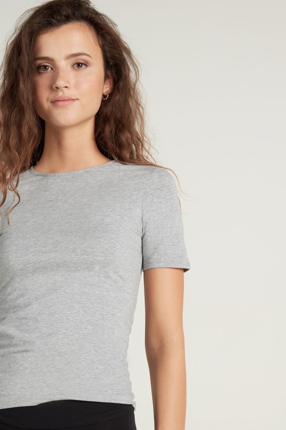 Grey Light Gray Heather 031 Tezenis Crew-Neck Stretch-Cotton T-Shirt | 257934-VSE