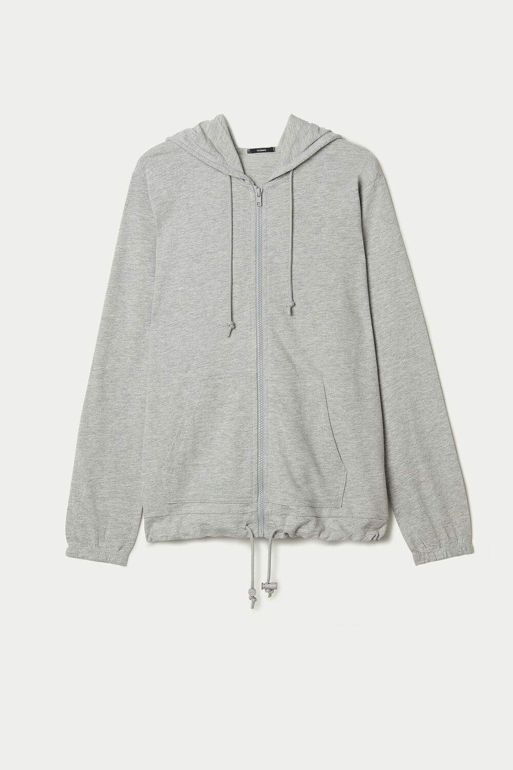 Grey Light Gray Heather 031 Tezenis Hoodie Sweatshirt with Zipper and Drawstring | 762814-TAV