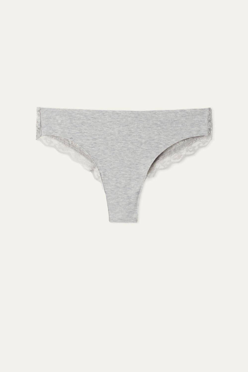 Grey Light Gray Heather 031 Tezenis Laser-Cut Cotton Recycled Lace Brazilian Panties | 526943-XAN