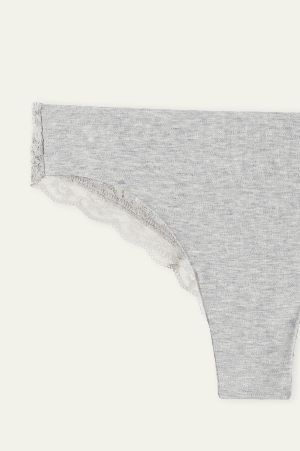 Grey Light Gray Heather 031 Tezenis Laser-Cut Cotton Recycled Lace Brazilian Panties | 526943-XAN