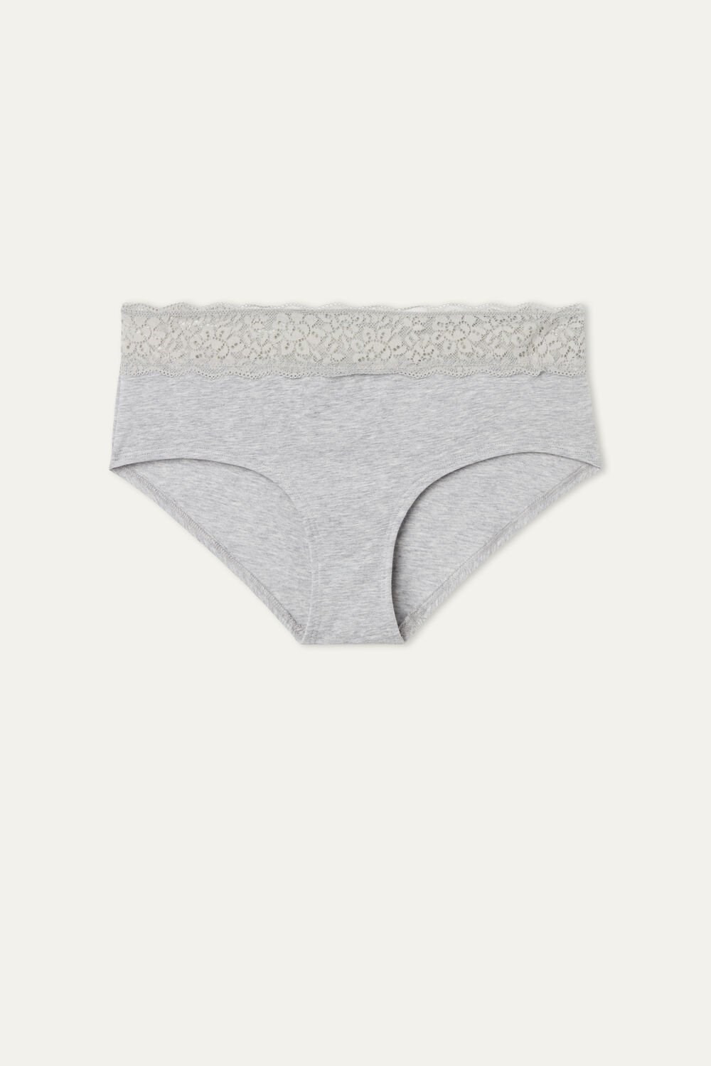 Grey Light Gray Heather 031 Tezenis Recycled Cotton and Lace Boyshorts | 498132-NAU