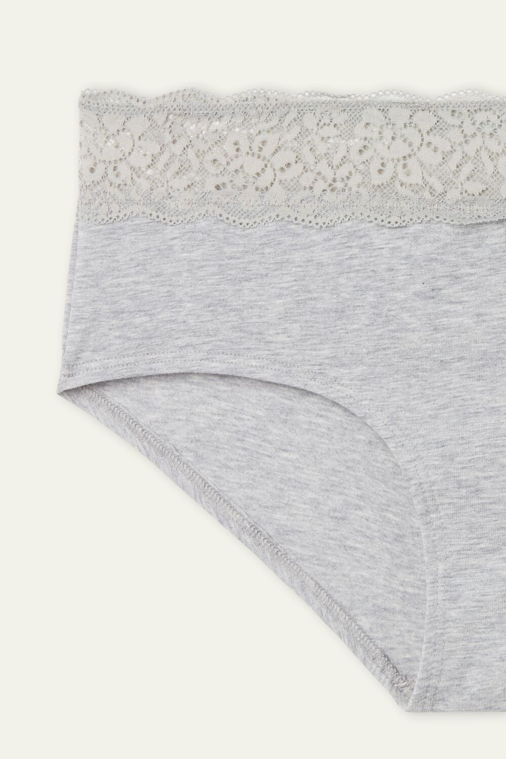 Grey Light Gray Heather 031 Tezenis Recycled Cotton and Lace Boyshorts | 498132-NAU