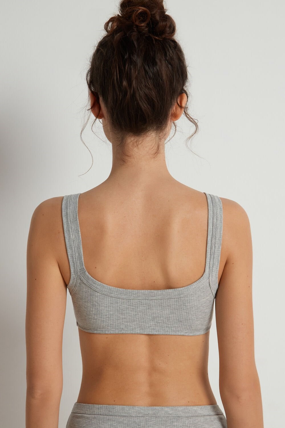 Grey Light Gray Heather 031 Tezenis Spring Rib Cotton Bra Top | 528674-MLV