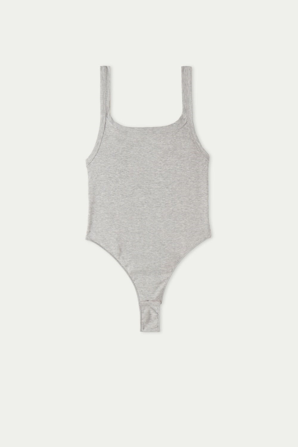 Grey Light Gray Heather 031 Tezenis Spring Rib High-Cut Cotton Bodysuit | 587246-ZQU