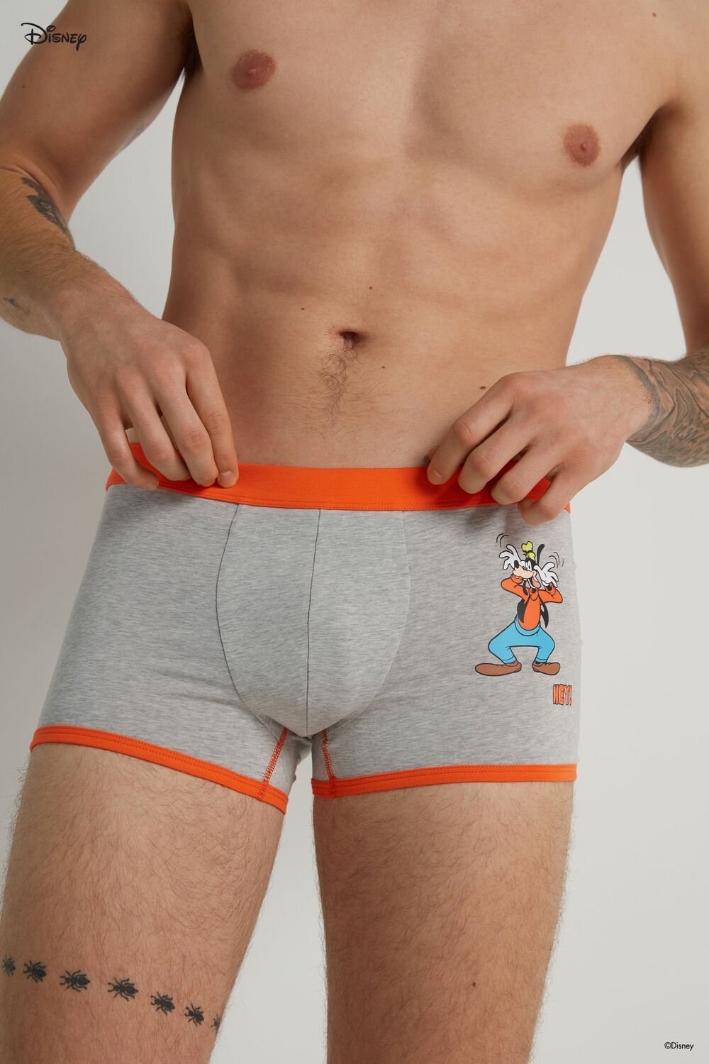 Grey Light Gray Heather Goofy Print 358v Tezenis Mickey Mouse Disney Soccer Print Cotton Boxer Briefs | 520831-LQD