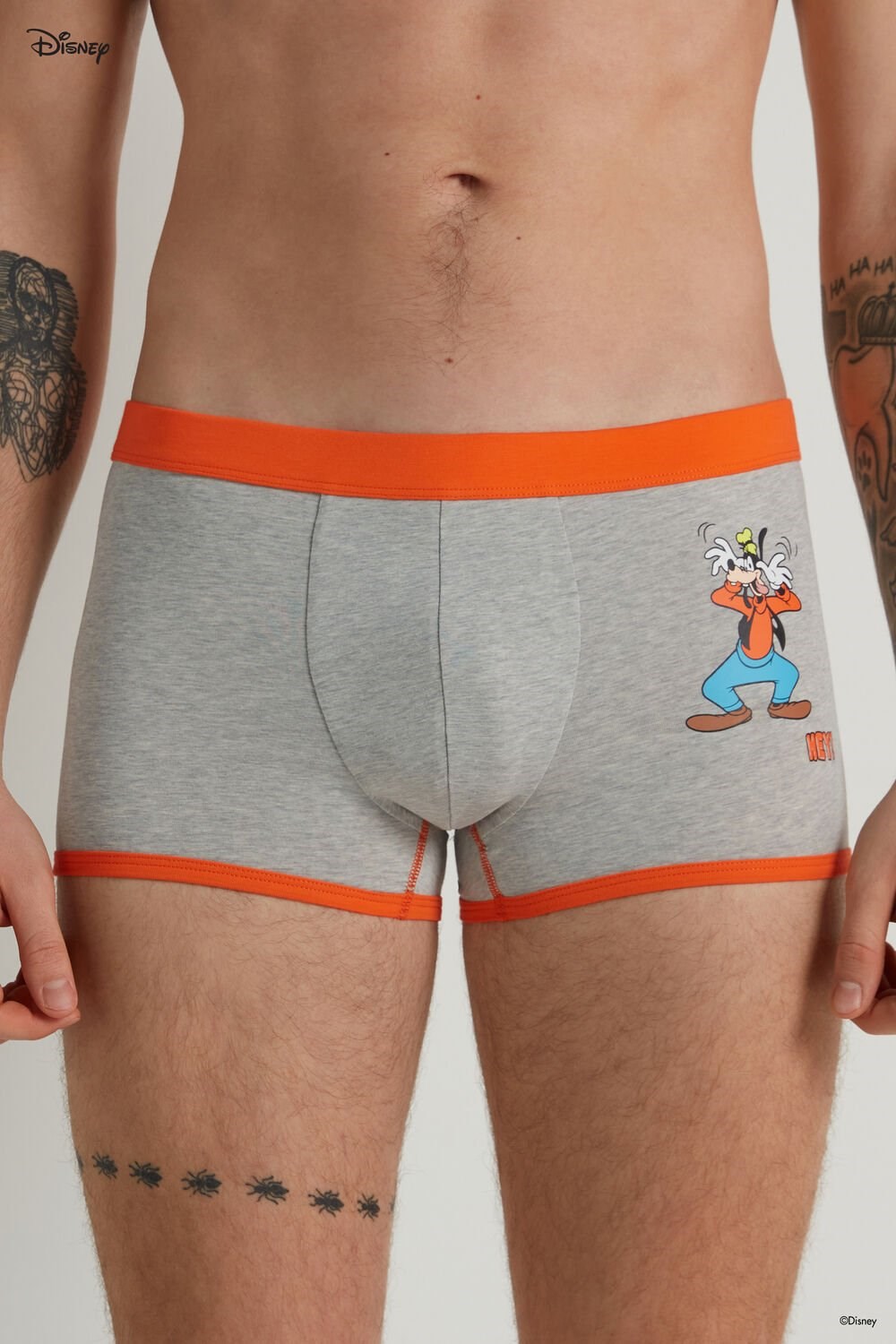 Grey Light Gray Heather Goofy Print 358v Tezenis Mickey Mouse Disney Soccer Print Cotton Boxer Briefs | 520831-LQD