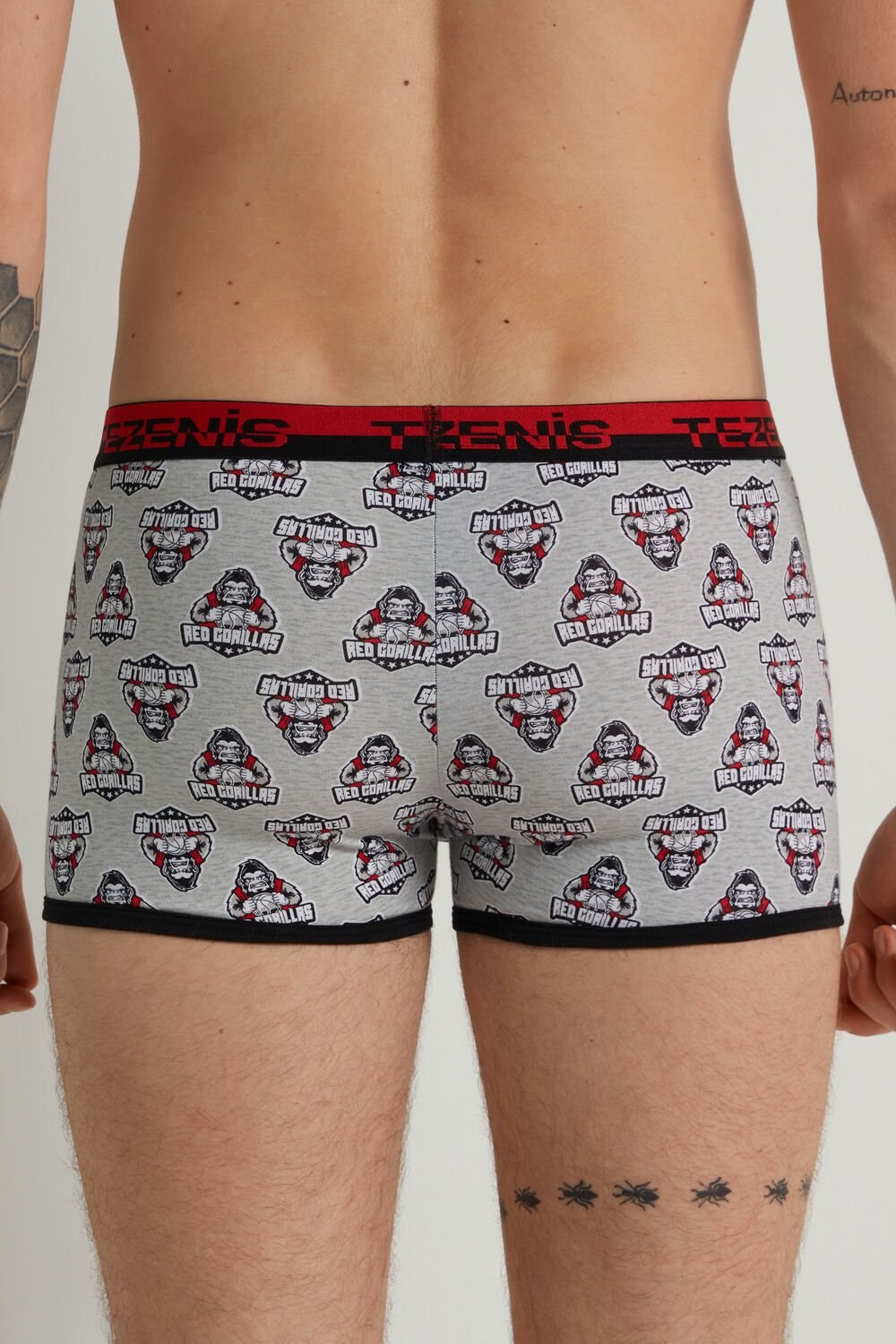 Grey Light Gray Heather Gorilla Print 422v Tezenis Printed Cotton Boxers with Logo Elastic Waistband | 795184-SXM