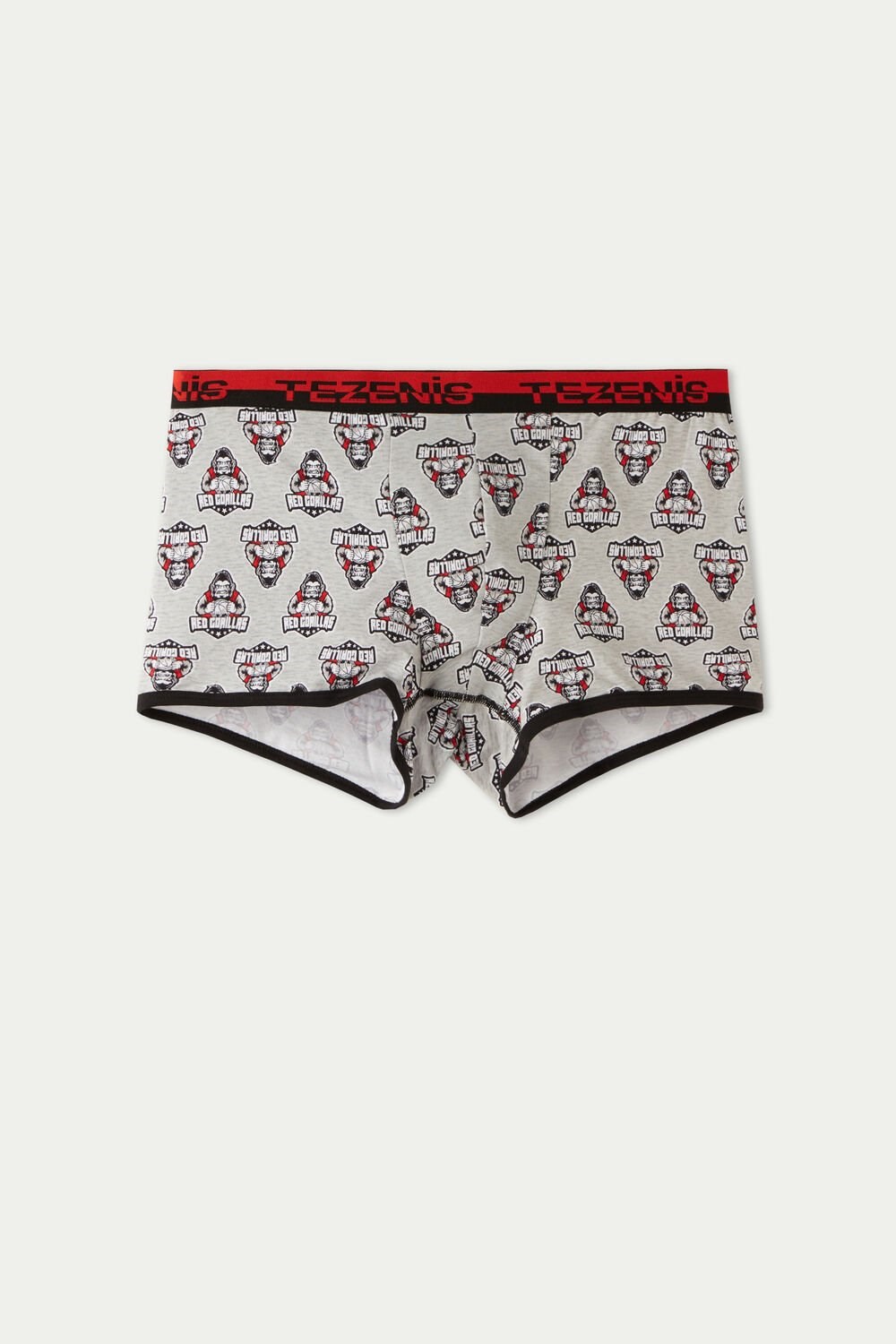 Grey Light Gray Heather Gorilla Print 422v Tezenis Printed Cotton Boxers with Logo Elastic Waistband | 795184-SXM