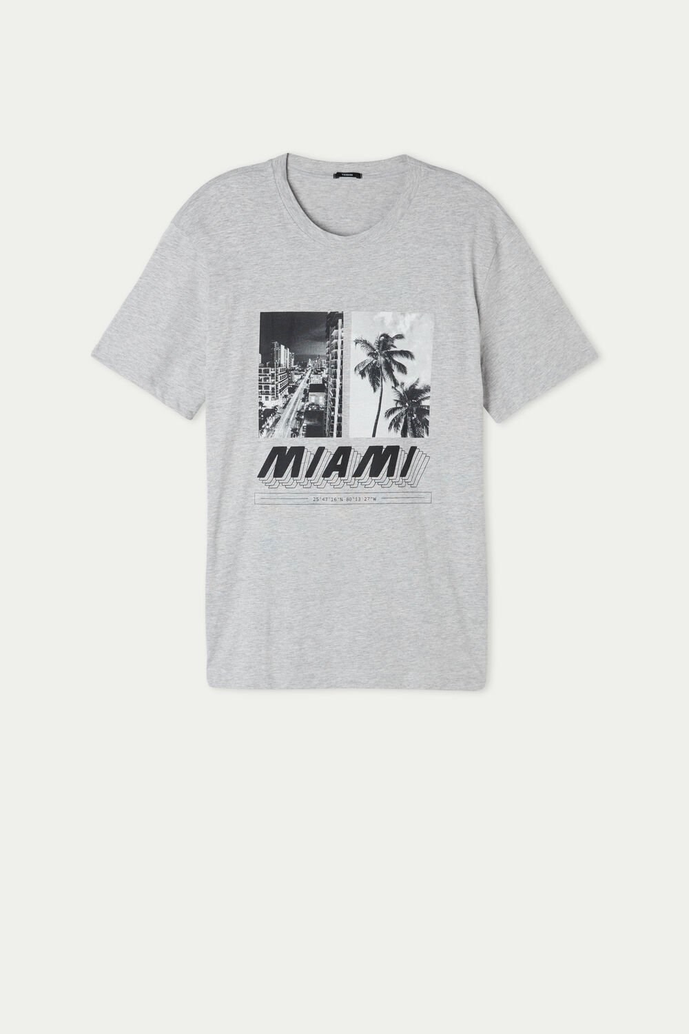 Grey Light Gray Heather Miami Print 423v Tezenis Printed Cotton T-Shirt | 892745-XYS