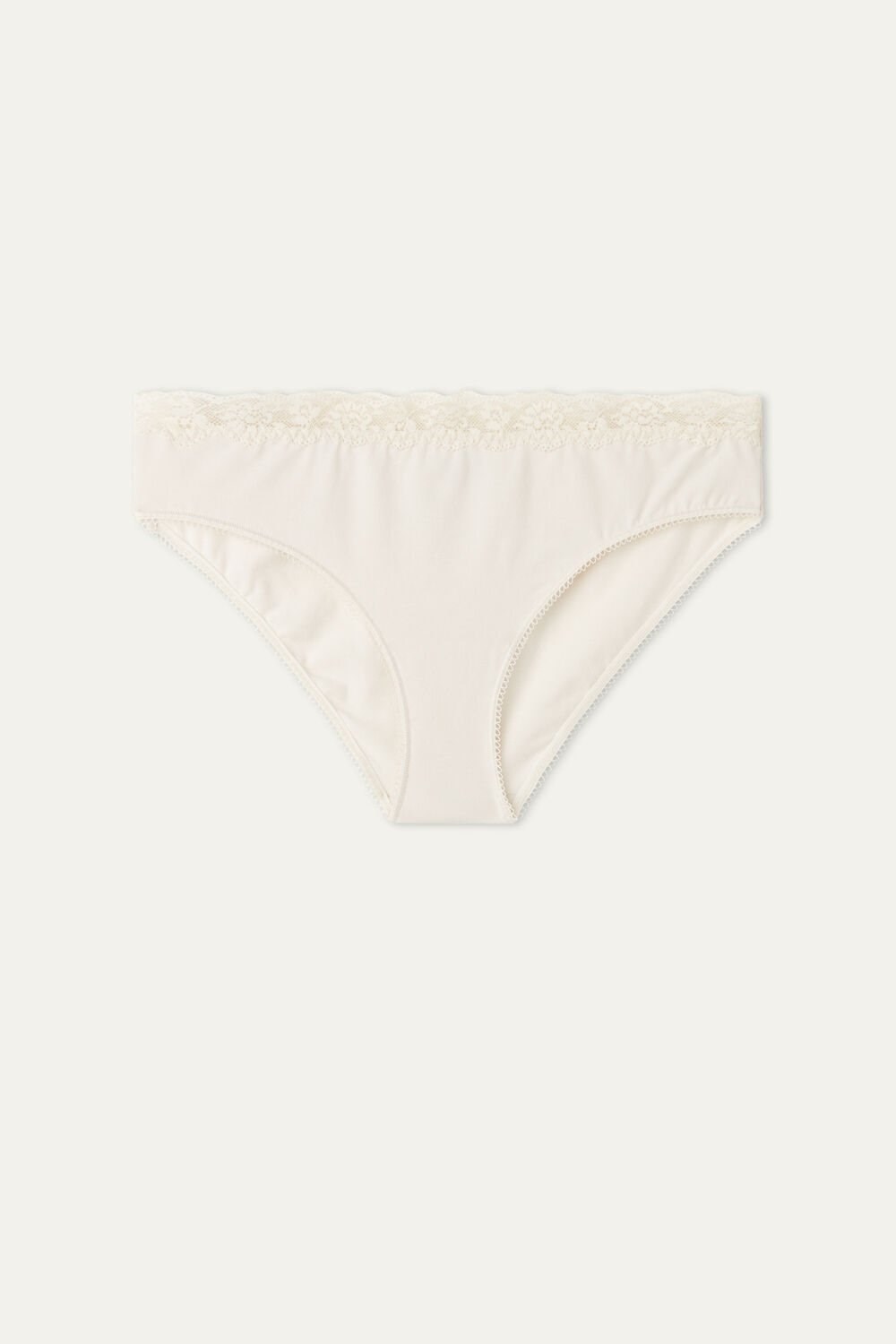 Ivory Ivory Cream 3106 Tezenis Cotton and Recycled Lace Scalloped Trim Panties | 935702-MKD