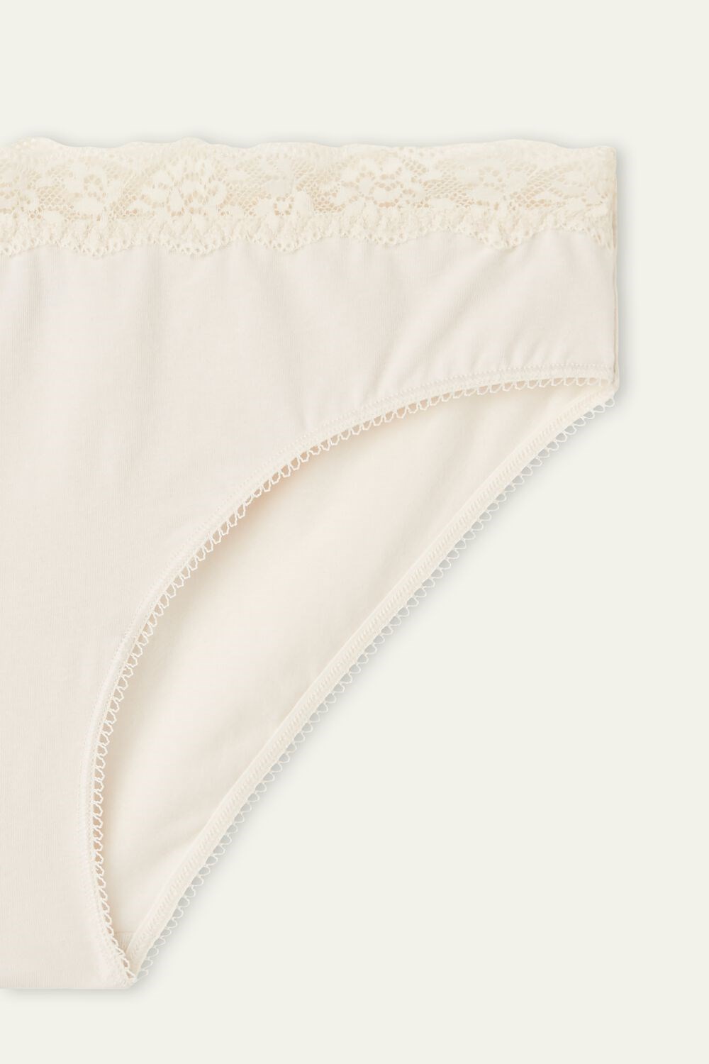 Ivory Ivory Cream 3106 Tezenis Cotton and Recycled Lace Scalloped Trim Panties | 935702-MKD