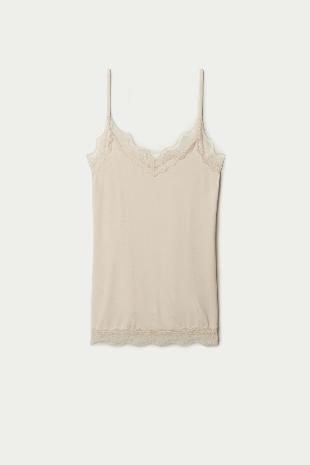 Ivory Ivory Cream 3106 Tezenis Lace Insert Tank Top | 830965-GWL