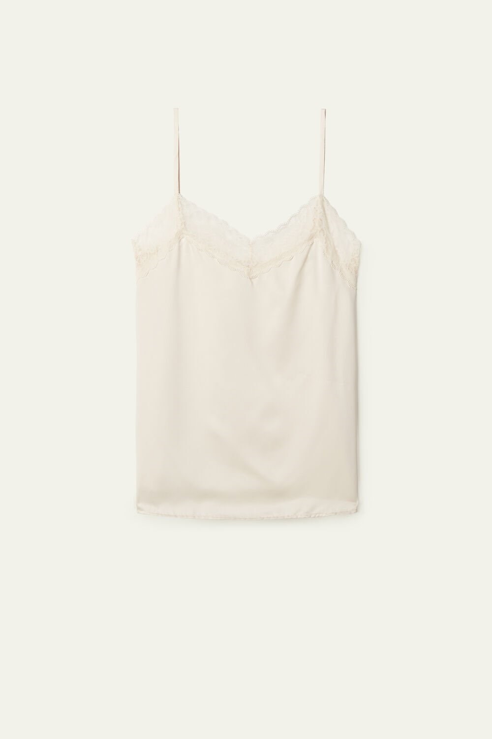 Ivory Ivory Cream 3106 Tezenis Lace and Satin Tank Top | 520486-KEI