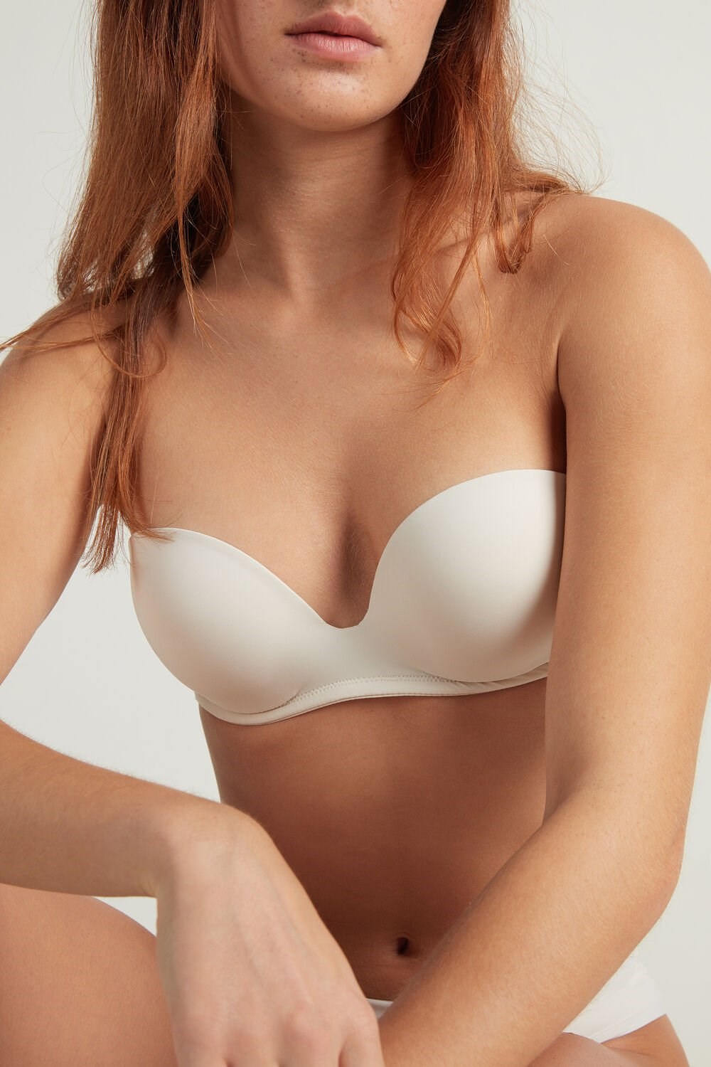 Ivory Ivory Cream 3106 Tezenis New York Padded Microfiber Bandeau Bra | 740186-BDW