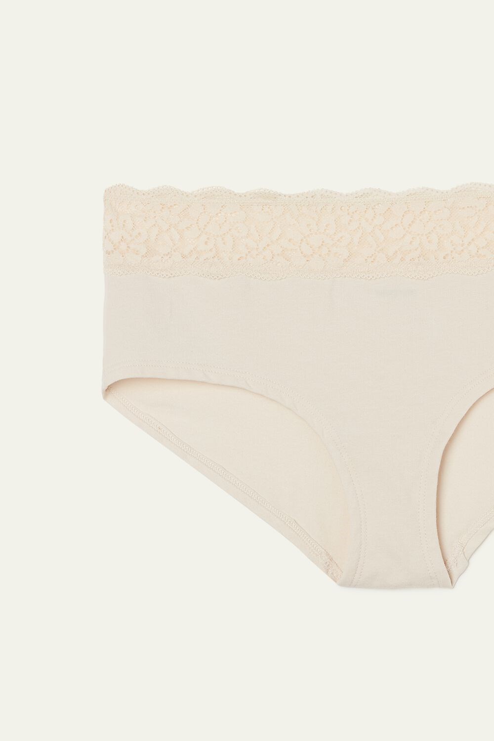 Ivory Ivory Cream 3106 Tezenis Recycled Cotton and Lace Boyshorts | 794315-TBE