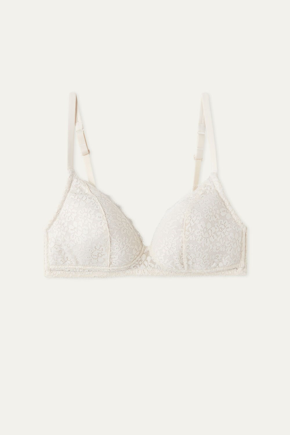 Ivory Ivory Cream 3106 Tezenis Warsaw Lightly Padded Lace Triangle Bra | 367920-ASH