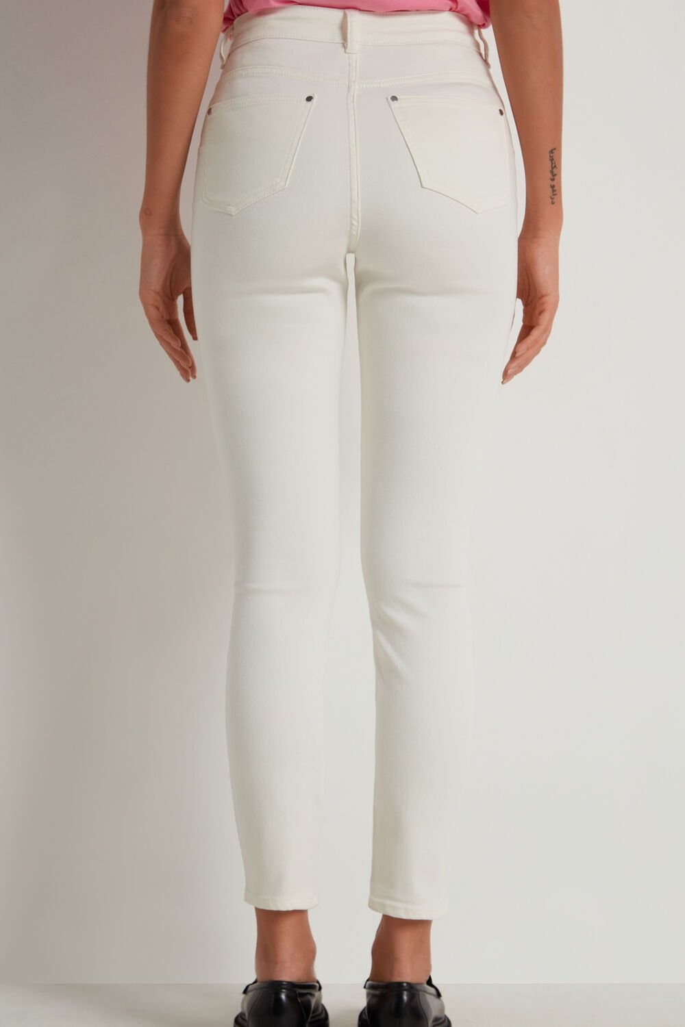 Ivory Milk White 327v Tezenis High Waist Push Up Effect Jeggings | 560784-SUM