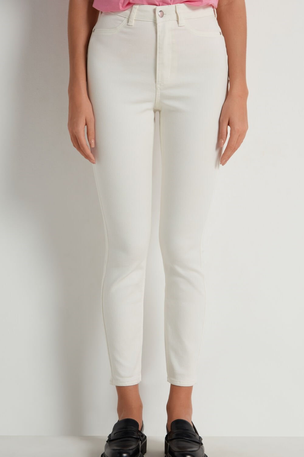 Ivory Milk White 327v Tezenis High Waist Push Up Effect Jeggings | 560784-SUM