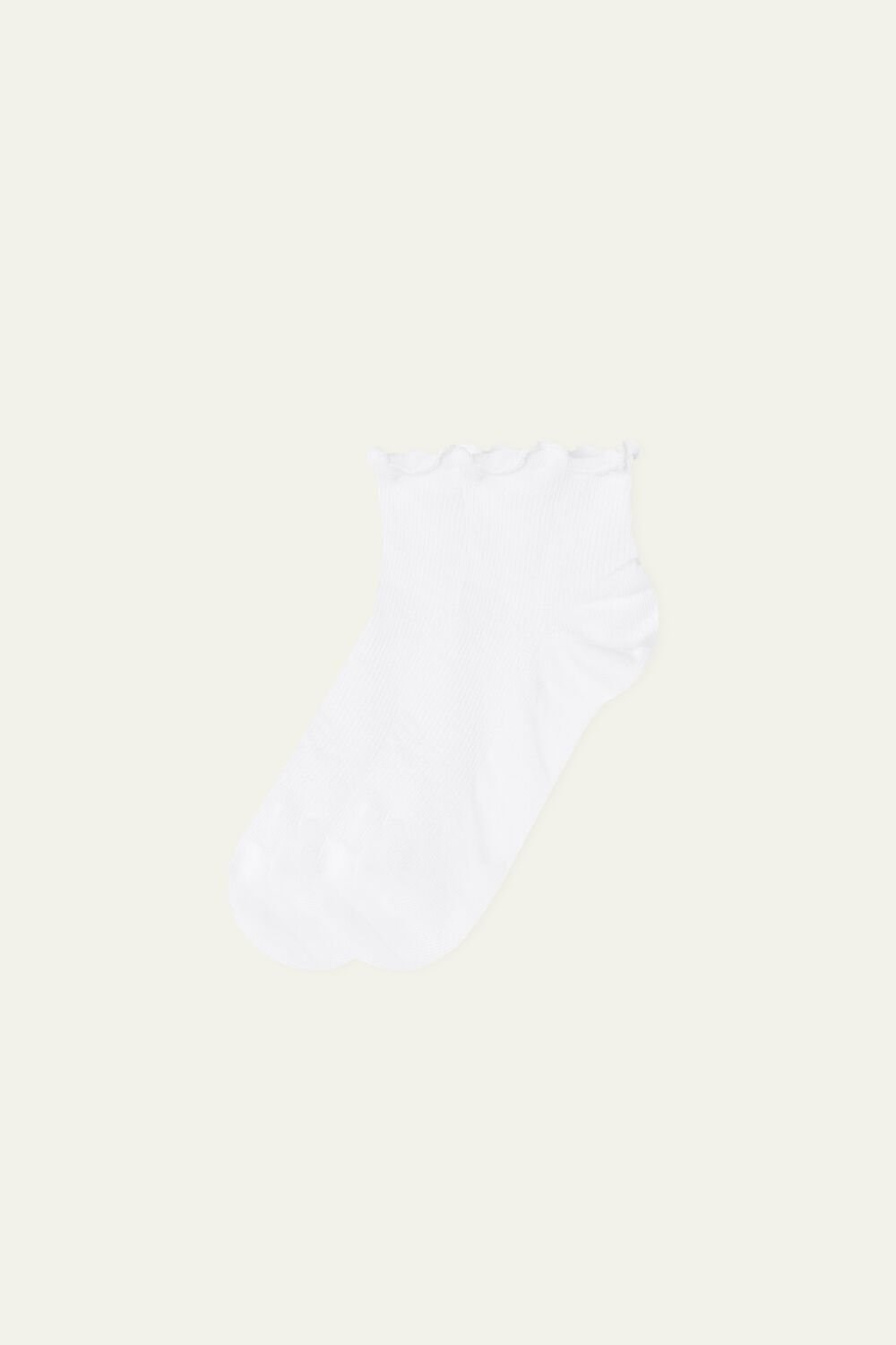 Ivory White Lettuce Trim Ribbing 455v Tezenis Fancy No Show Socks | 236895-YEB