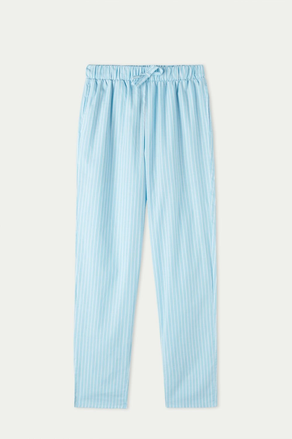 Light Blue Blue Candy Pinstripe Print 341v Tezenis Cotton Canvas Trousers with Drawstring | 974803-JNW