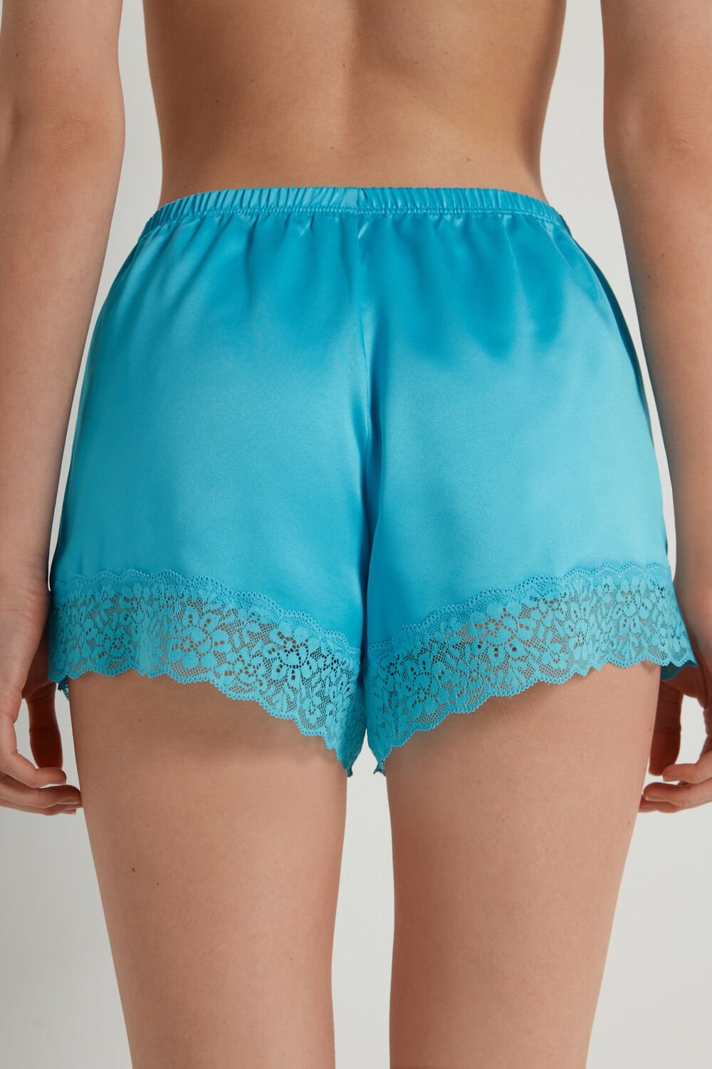 Light Blue Bright Blue 257v Tezenis Lace and Satin Shorts | 483512-TZA