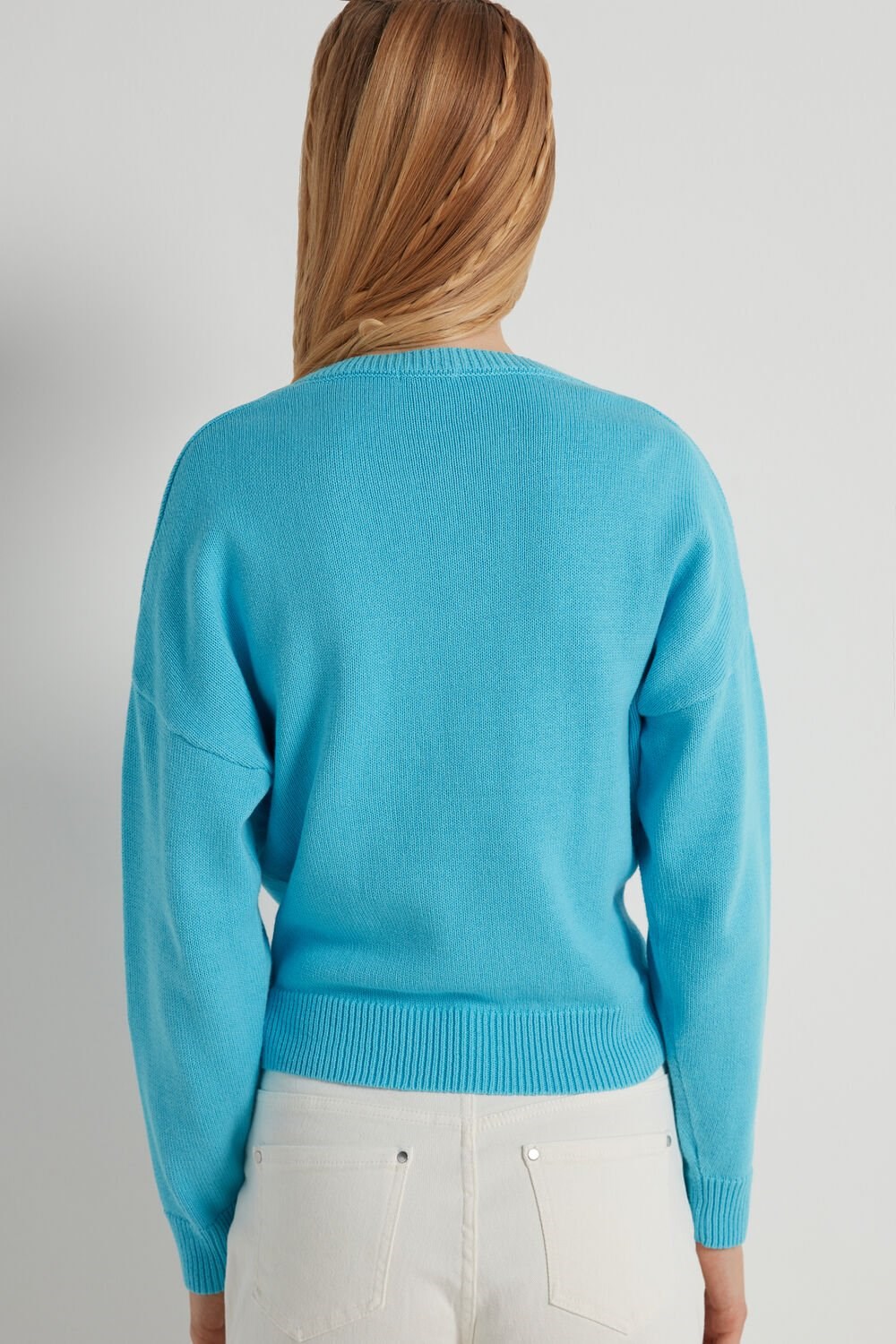 Light Blue Bright Blue 257v Tezenis Long Sleeve Crewneck Sweatshirt in Cotton | 843920-NSX