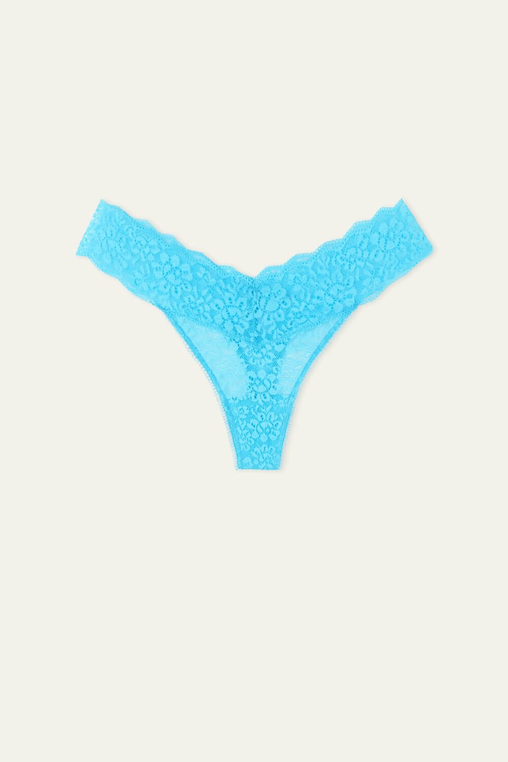 Light Blue Bright Blue 257v Tezenis Recycled Lace High-Cut Thong | 835214-KPO