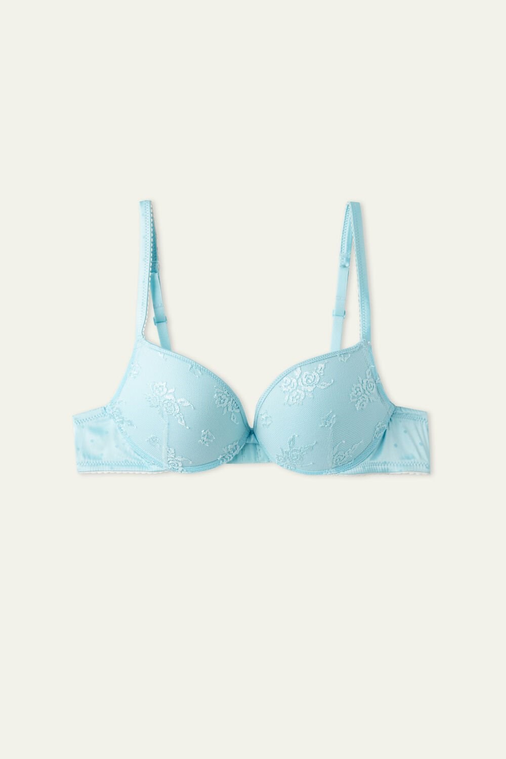 Light Blue Light Blue 255v Tezenis Los Angeles Paradise Lace Super Push-Up Bra | 647583-QBI