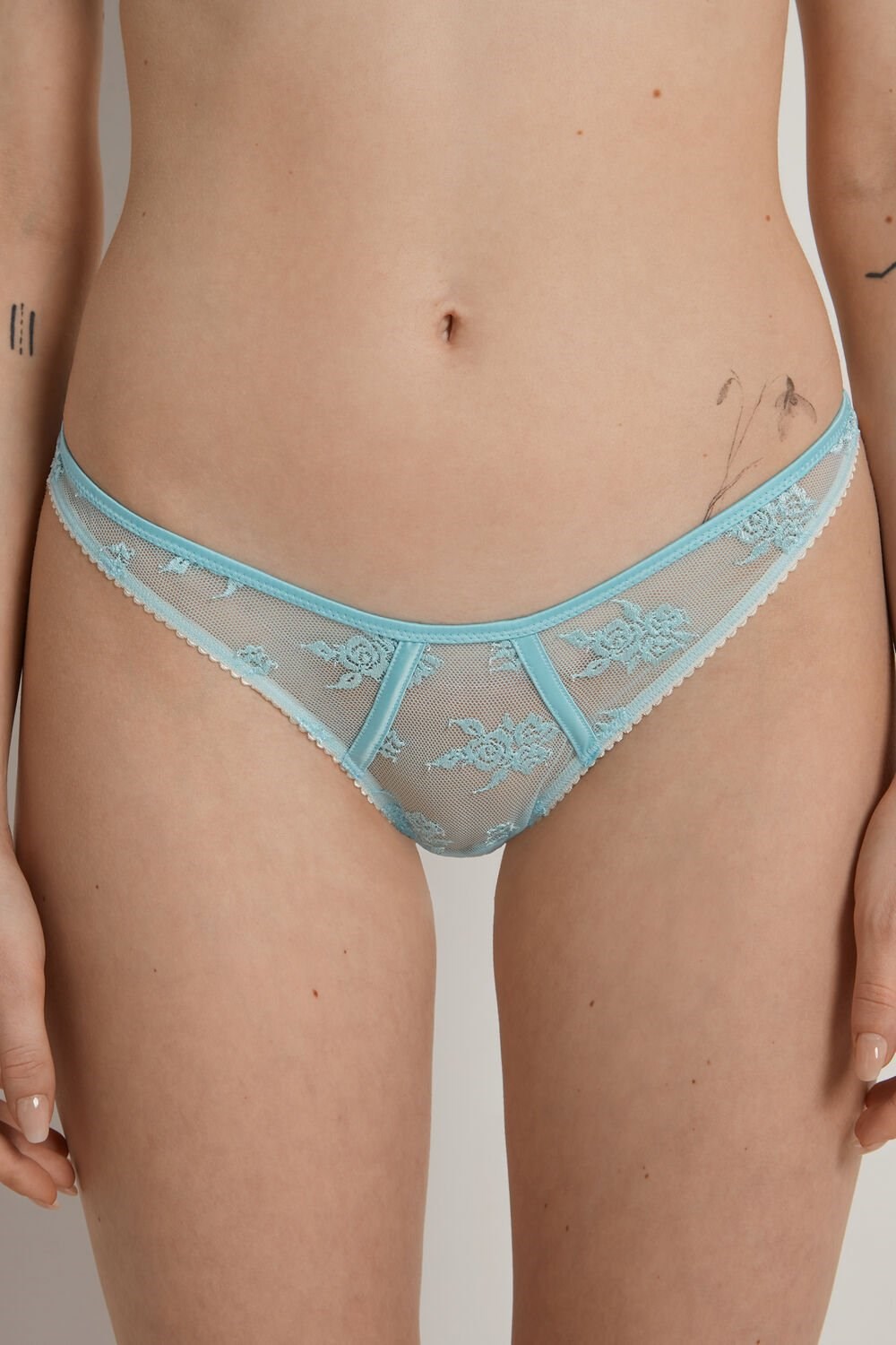 Light Blue Light Blue 255v Tezenis Paradise Lace High-Cut Brazilian Panties | 603491-IHM