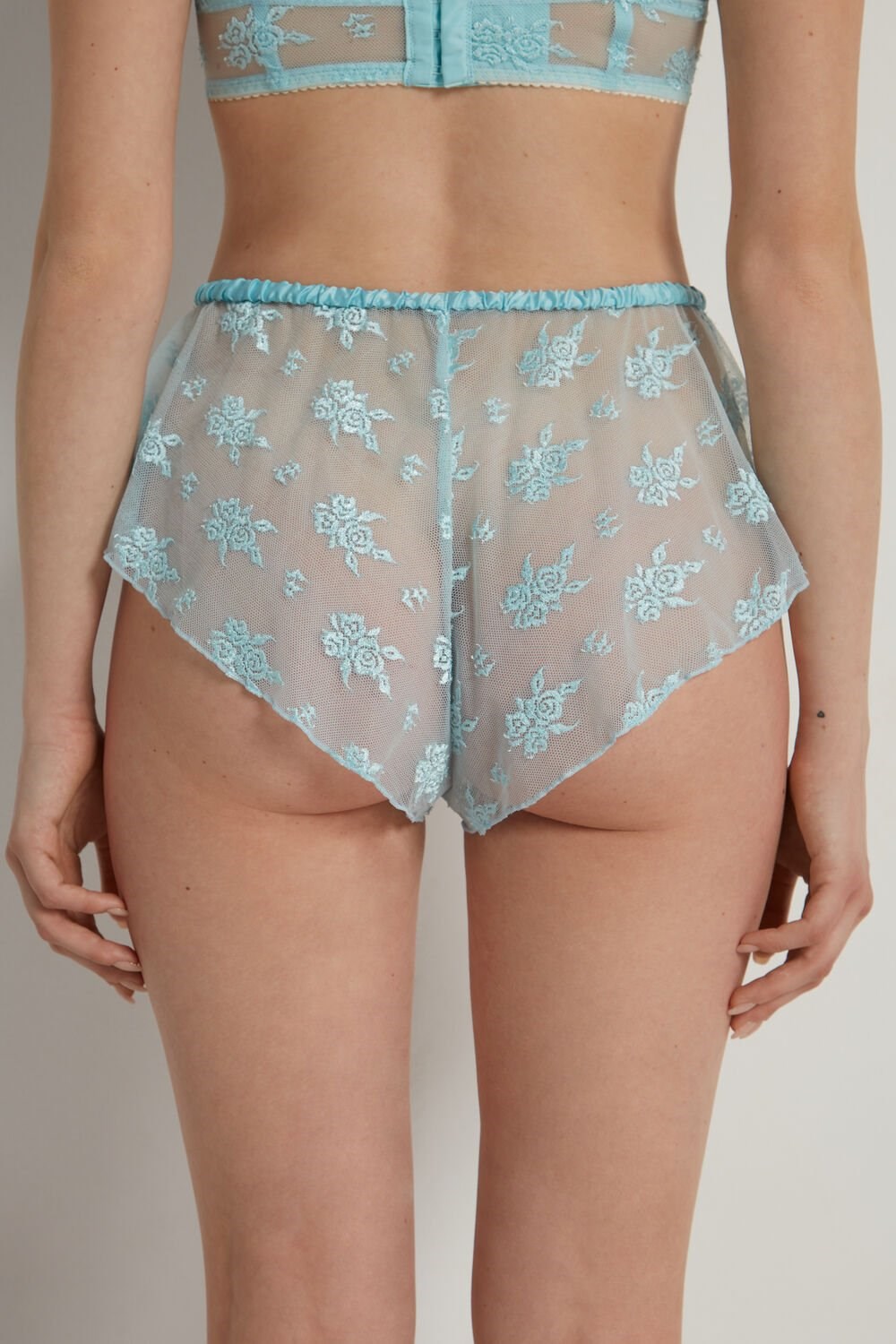 Light Blue Light Blue 255v Tezenis Paradise Lace High-Waist Shorts | 952180-ZOP